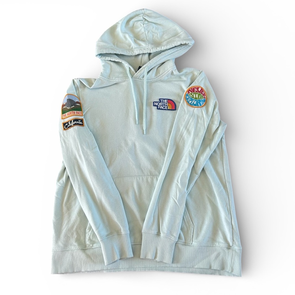 [The North Face] Mint Blue/Green Hoodie with Patches